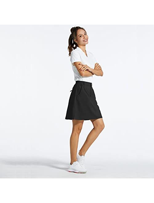 BALEAF Women's Golf Skorts 5 Pockets with Zip 18" UPF 50+ Hiking Skirt Quick Dry Lightweight Skirts Outdoor Casual