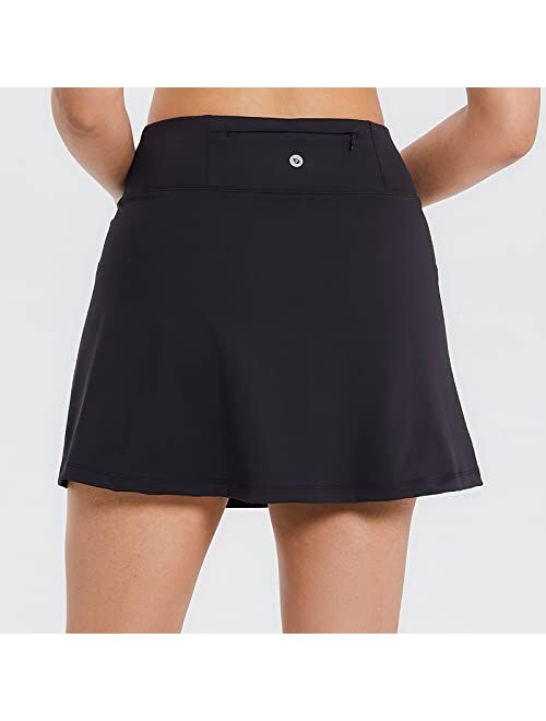 BALEAF Women's Tennis Skirts High Waisted Golf Skorts with Slit Workout Running Athletic Skirt with Shorts and Zip Pockets