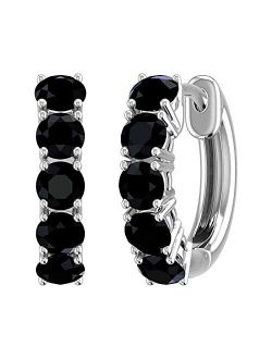 1 Carat to 3 Carat Black Diamond Hoop Earrings in 10K Gold or 950 Platinum or in 925 Sterling Silver or in 950 Platinum