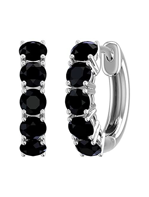 Finerock 1 Carat to 3 Carat Black Diamond Hoop Earrings in 10K Gold or 950 Platinum or in 925 Sterling Silver or in 950 Platinum