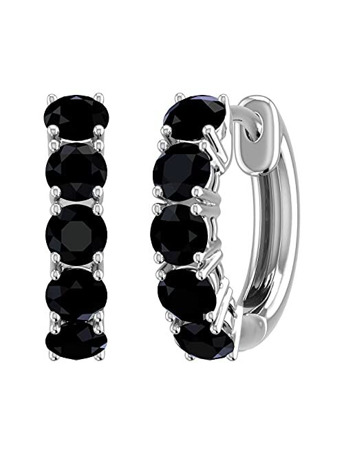Finerock 1 Carat to 3 Carat Black Diamond Hoop Earrings in 10K Gold or 950 Platinum or in 925 Sterling Silver or in 950 Platinum