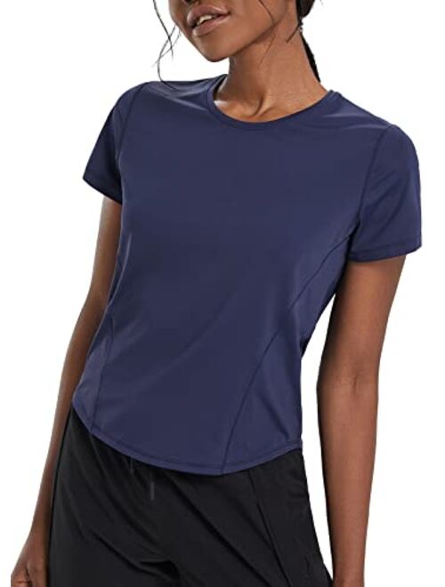 BALEAF Women's Stretch Workout Shirts Short Sleeve Yoga Running T-Shirt Soft Lounge Quick Dry