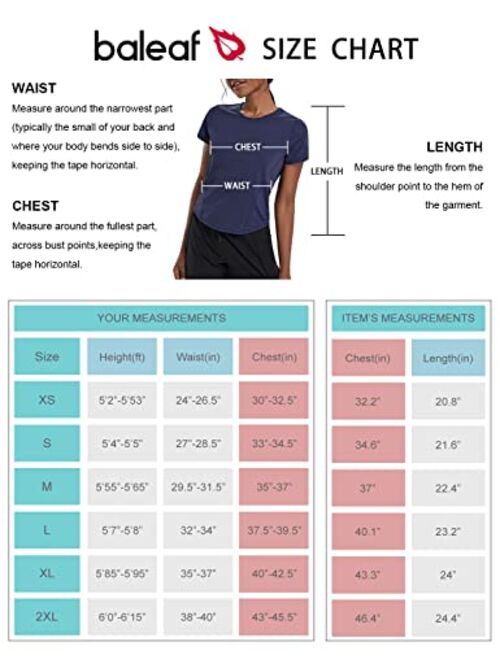 BALEAF Women's Stretch Workout Shirts Short Sleeve Yoga Running T-Shirt Soft Lounge Quick Dry