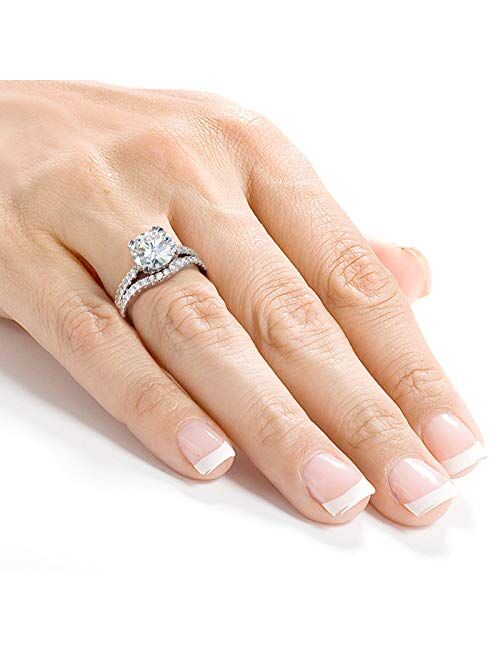 Kobelli Forever One Moissanite and Lab Grown Diamond Bridal Rings Set 2 1/3 CTW 14k White Gold (DEF/VS)