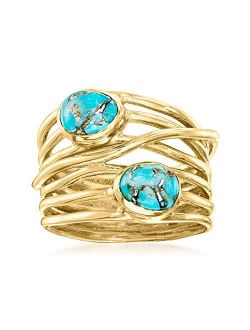 7x5mm Turquoise Highway Ring in 18kt Gold Over Sterling