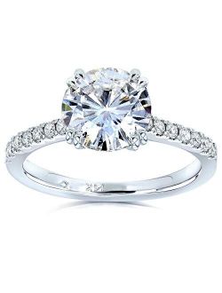 Moissanite and Lab Grown Diamond Engagement Ring 2 1/10 CTW 14k White Gold (GH/VS, DEF/VS)
