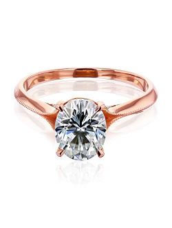 2ct Oval Moissanite Cathedral Engagement Ring (GH/VS)