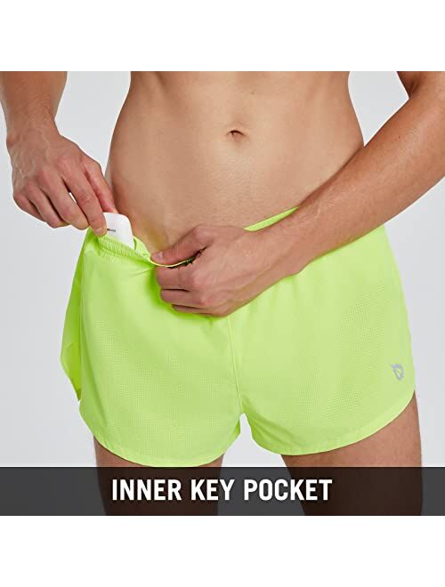 BALEAF Men's 2'' Running Split Shorts Quick Dry Lightweight Marathon Key Pocket Brief