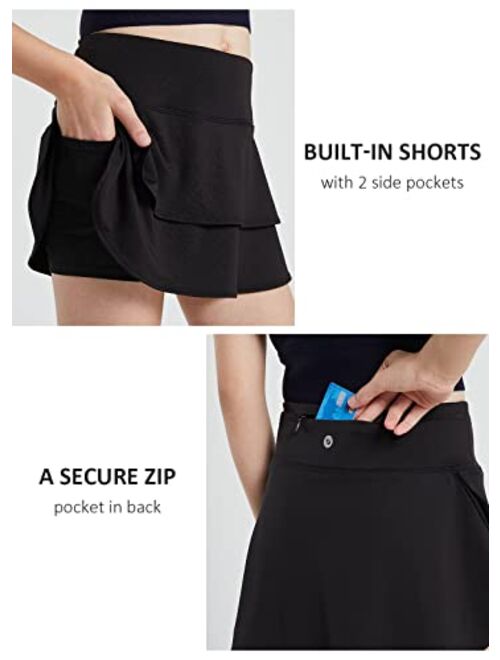 BALEAF Girls' Tennis Skirt UPF50+ Sports Golf Skort Kids Athletic Running Casual School Workout w Zip Pockets and Shorts