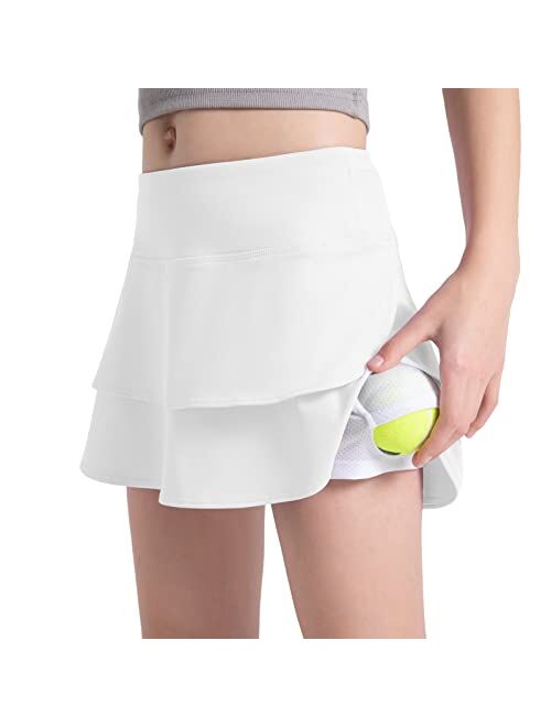 BALEAF Girls' Tennis Skirt UPF50+ Sports Golf Skort Kids Athletic Running Casual School Workout w Zip Pockets and Shorts