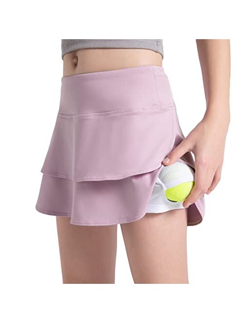 BALEAF Girls' Tennis Skirt UPF50+ Sports Golf Skort Kids Athletic Running Casual School Workout w Zip Pockets and Shorts