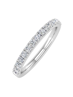 1/10 Carat to 1/3 Carat Diamond Semi-Eternity Wedding Band Ring in 10K White Gold