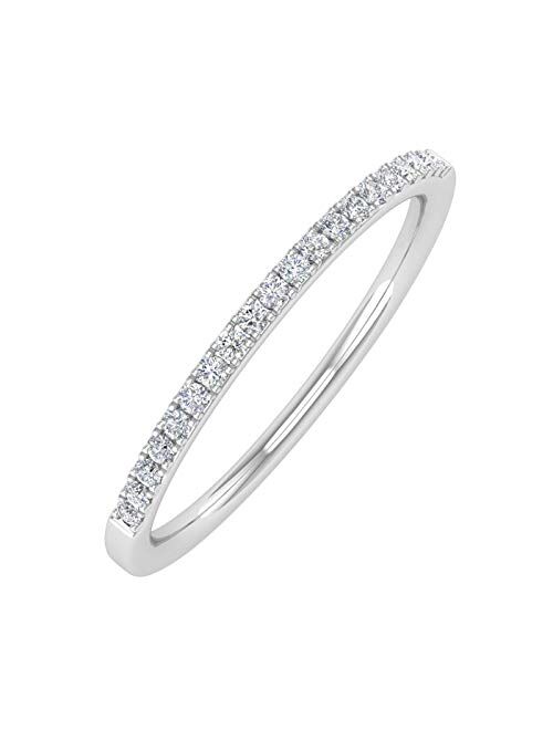 Finerock 1/10 Carat to 1/3 Carat Diamond Semi-Eternity Wedding Band Ring in 10K White Gold