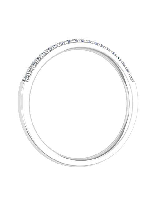 Finerock 1/10 Carat to 1/3 Carat Diamond Semi-Eternity Wedding Band Ring in 10K White Gold