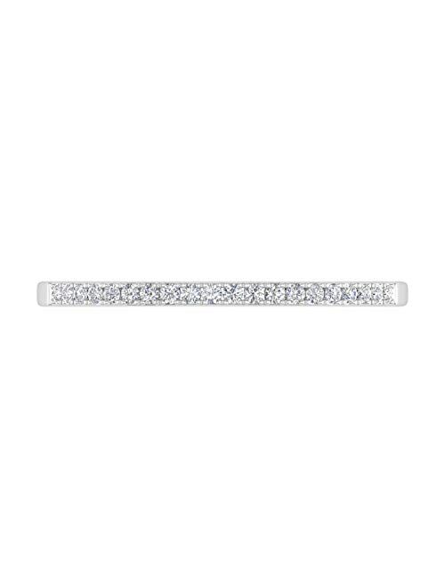 Finerock 1/10 Carat to 1/3 Carat Diamond Semi-Eternity Wedding Band Ring in 10K White Gold