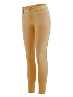 Girls Horse Riding Pants Tights Kids Equestrian Breeches Full Seat Youth Schooling Tights Zipper Pockets