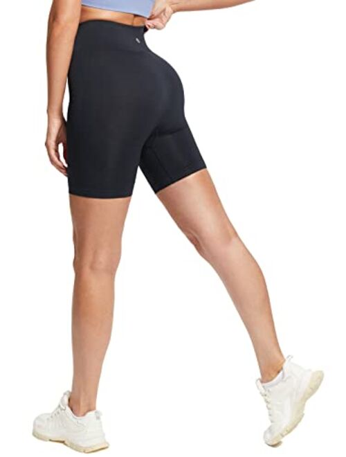 BALEAF Women's Seamless Workout Shorts Biker Gym Yoga Shorts with Ribbed High Waisted Spandex Shorts