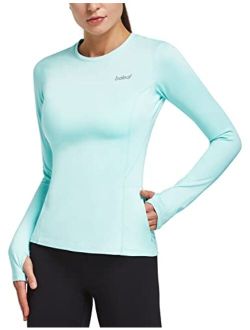 Women's Thermal Fleece Tops Long Sleeve Running Athletic Shirt with Thumbholes Zipper Pocket