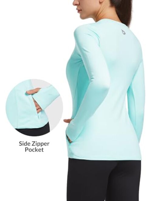 BALEAF Women's Thermal Fleece Tops Long Sleeve Running Athletic Shirt with Thumbholes Zipper Pocket