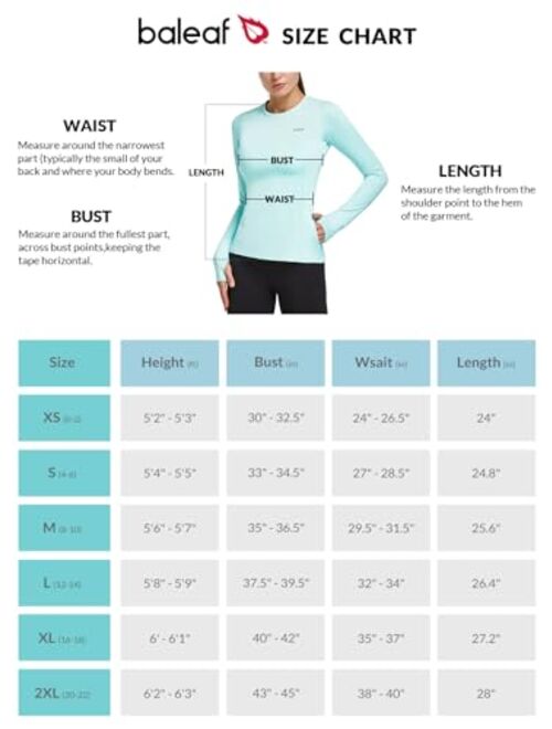BALEAF Women's Thermal Fleece Tops Long Sleeve Running Athletic Shirt with Thumbholes Zipper Pocket