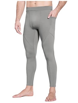 Men's Yoga Leggings Running Tights with Pockets Athletic Sports Compression Pants for Workout Dance Cycling