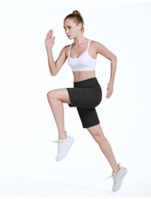 BALEAF Women's 10" Bermuda Shorts Long Athletic Workout Knee Length High Waisted Yoga Running Shorts with 3 Pockets