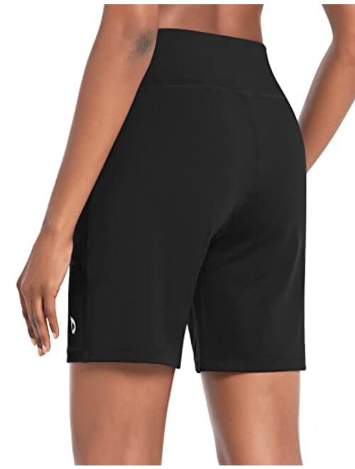 BALEAF Women's 7" Athletic Long Shorts High Waisted Running Bermuda Shorts with Pockets