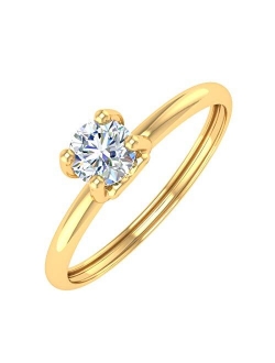 1/4 Carat 4-Prong Set Diamond Solitaire Engagement Ring Band in 10K Gold