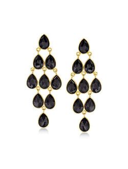 Black Onyx Chandelier Earrings in 18kt Gold Over Sterling