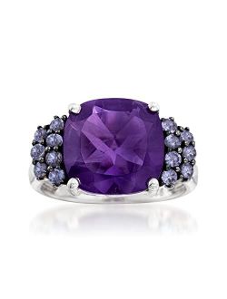 5.50 Carat Amethyst and .40 ct. t.w. Tanzanite Ring in Sterling Silver