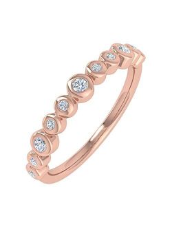 1/5 Carat Bezel Set Diamond Wedding Band Ring in 10K Gold (I1-I2 Clarity)