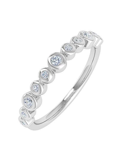 1/5 Carat Bezel Set Diamond Wedding Band Ring in 10K Gold (I1-I2 Clarity)
