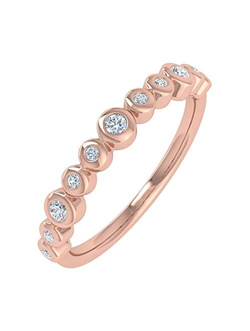 Finerock 1/5 Carat Bezel Set Diamond Wedding Band Ring in 10K Gold (I1-I2 Clarity)