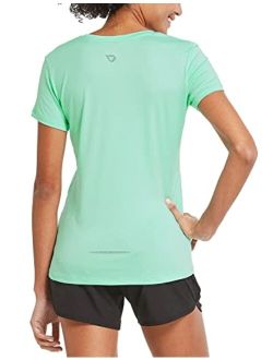 Women's Athletic Short-Sleeved Running T-Shirts Lightweight Quick Dry Workout Training Yoga Crewneck Tops