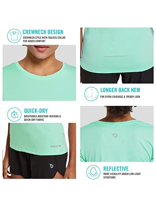 BALEAF Women's Athletic Short-Sleeved Running T-Shirts Lightweight Quick Dry Workout Training Yoga Crewneck Tops