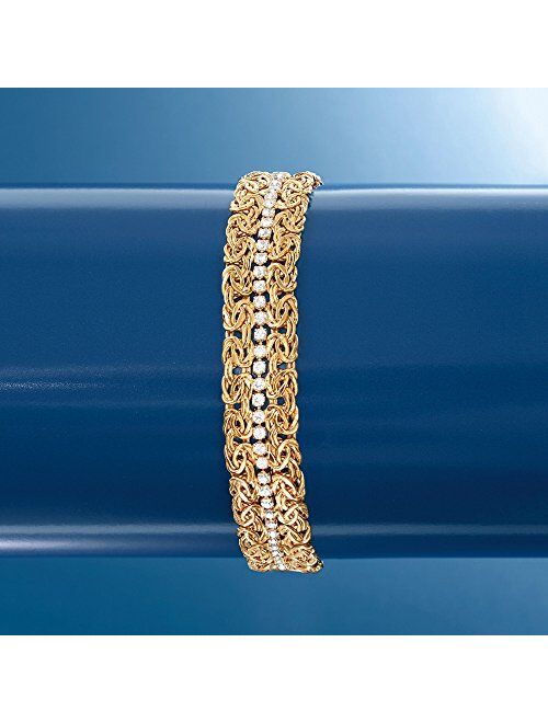 Ross-Simons 3.00 ct. t.w. CZ Byzantine Bracelet in 18kt Gold Over Sterling