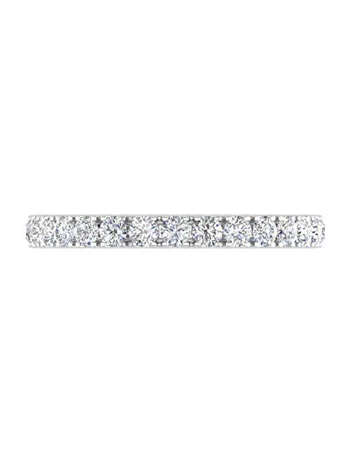 Finerock 0.15 Carat to 3/4 Carat Diamond Wedding Band Ring in 14K White Gold