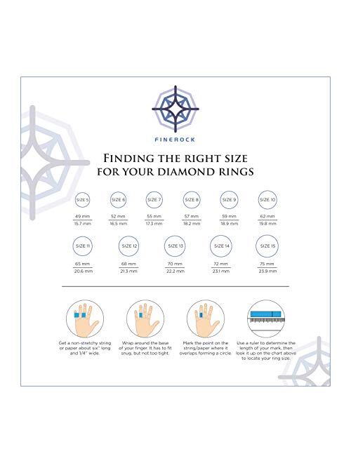Finerock 0.15 Carat to 3/4 Carat Diamond Wedding Band Ring in 14K White Gold