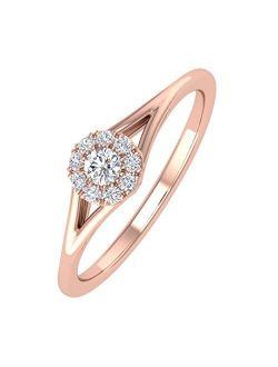 0.09 Carat Prong Set Diamond Engagement Ring in 10K Solid Gold