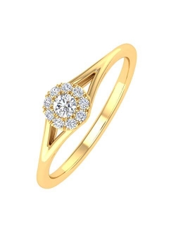 0.09 Carat Prong Set Diamond Engagement Ring in 10K Solid Gold