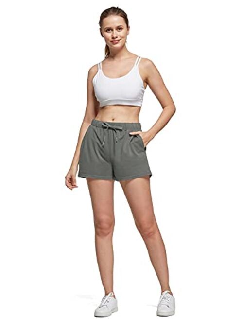 BALEAF Women's 2.5" Workout Lounge Hiking Running Sport Shorts Quick Dry Pajama Knit Shorts with Pockets & Drawstring