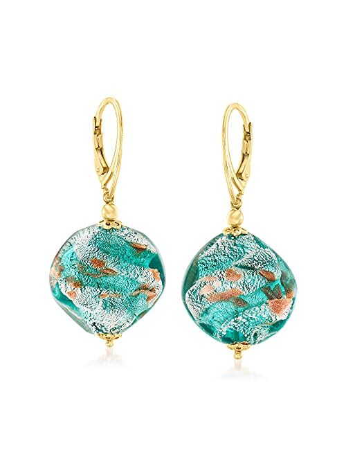 Ross-Simons Italian Multicolored Murano Glass Bead Drop Earrings in 18kt Gold Over Sterling