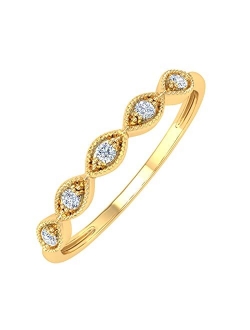 0.06 Carat Diamond Twisted Wedding Band Ring in 10K Gold