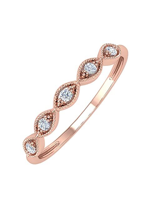Finerock 0.06 Carat Diamond Twisted Wedding Band Ring in 10K Gold