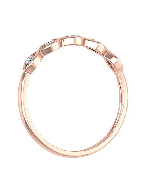 Finerock 0.06 Carat Diamond Twisted Wedding Band Ring in 10K Gold