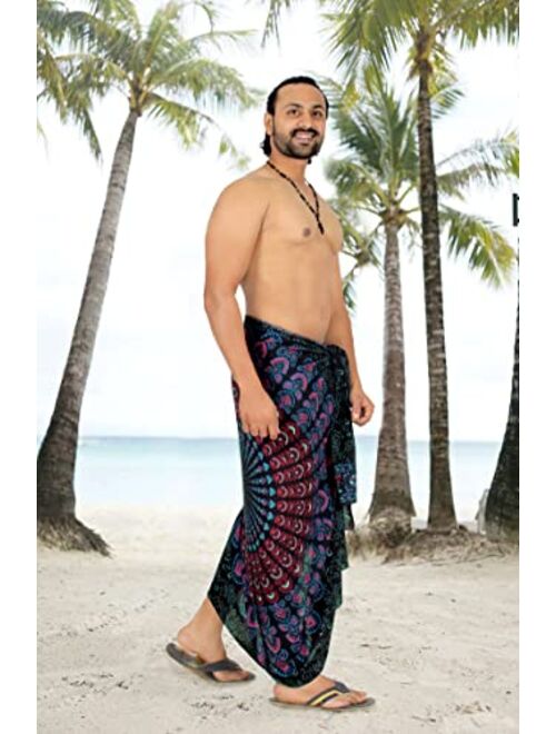 LA LEELA Men's Standard Swimwear Sarong Long Swim Wrap
