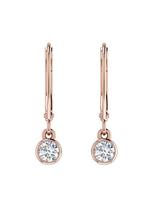 Finerock 1/2 Carat Diamond Lever-back Drop Earrings in 14K Gold - IGI Certified