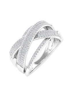 0.52 Carat Diamond Bypass Wedding Band Ring in 10K Gold