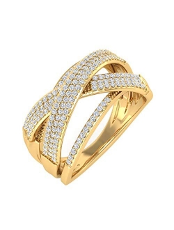 0.52 Carat Diamond Bypass Wedding Band Ring in 10K Gold