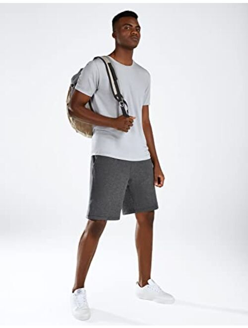 BALEAF Men's 9" Cotton Yoga Lounge Shorts Long Sweat Jersey Pajama Shorts with Pockets & Elastic Waist